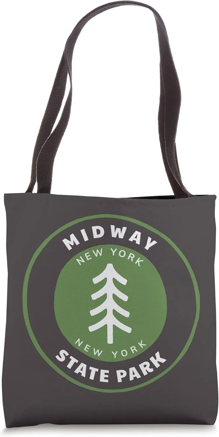 Midway State Park New York NY Forest Tree Badge Vacation Tote Bag