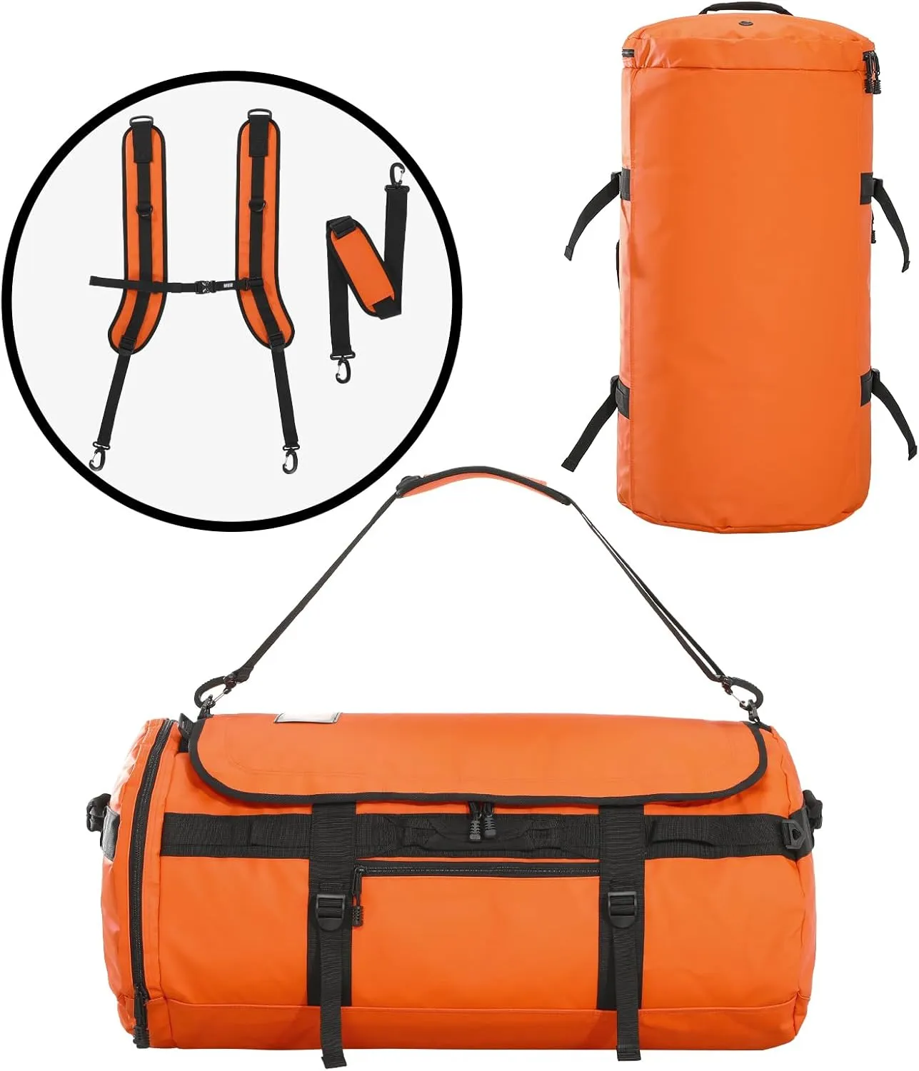 MIER Large Duffle Backpack Sports Gym Bag with Shoe Compartment, Heavy Duty and Water Resistant, Orange, 90L