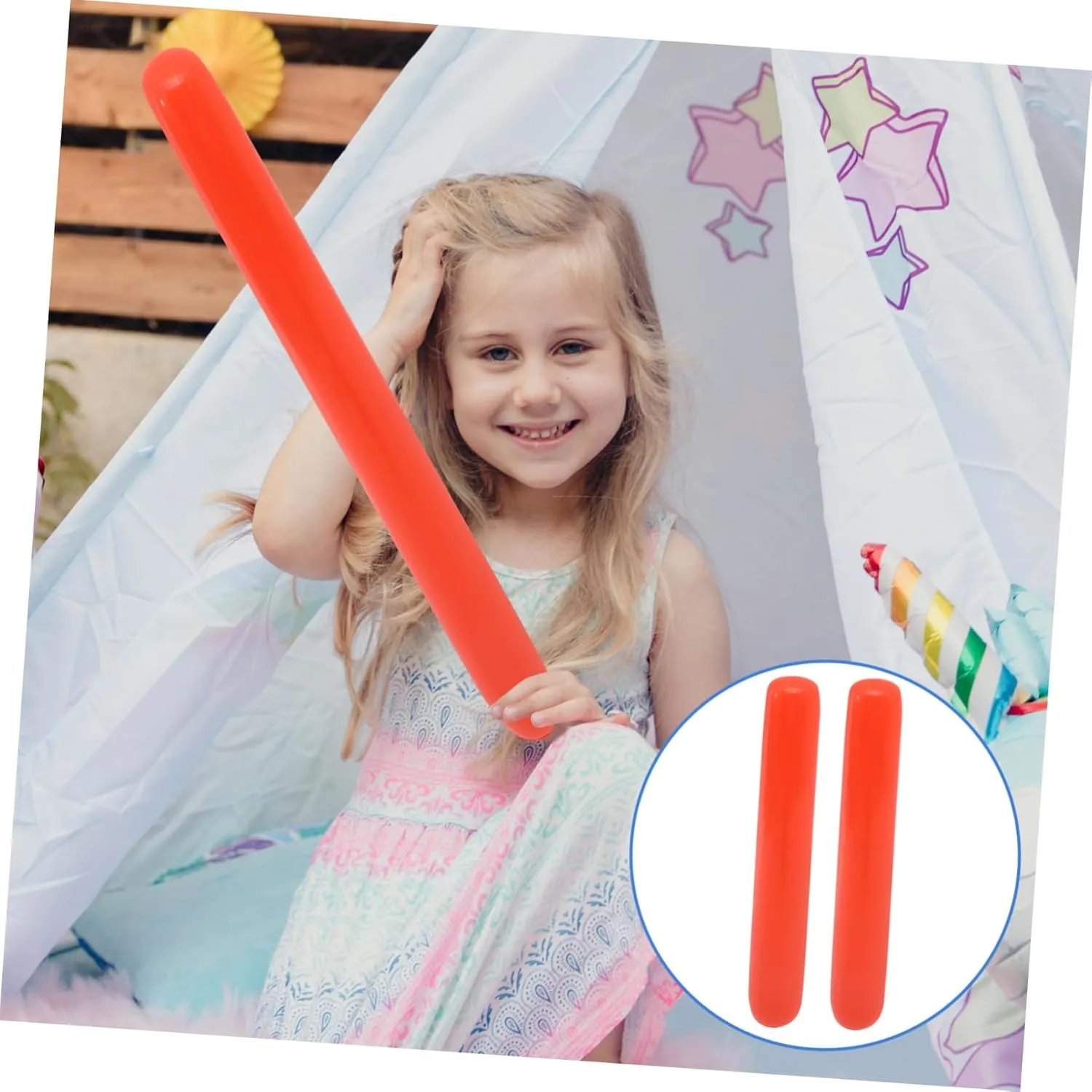 Milisten Inflatable Rod Party Maker Sticks Air Inflatable Stick Noise Stick Red