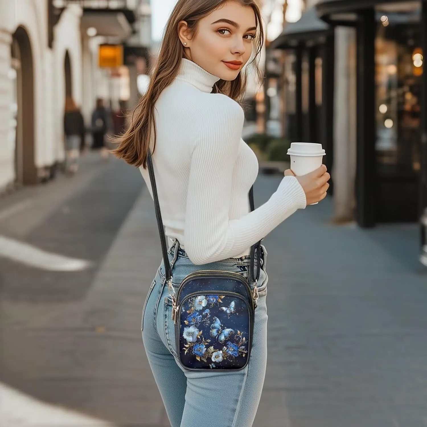 Mini Durable Womens Crossbody Bag with Zipper Pockets for Daily Use