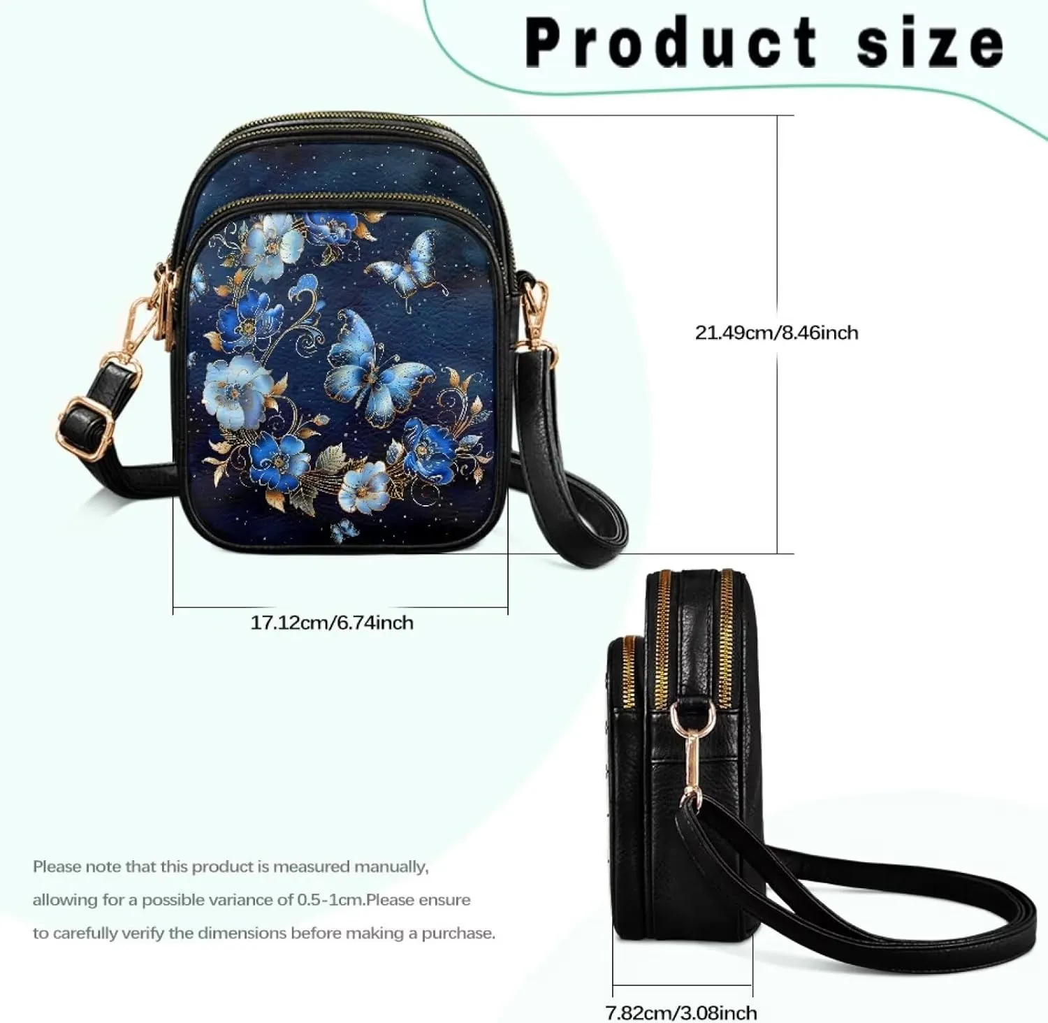 Mini Durable Womens Crossbody Bag with Zipper Pockets for Daily Use