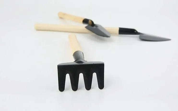Mini Gardening Tools Set - Wooden Balcony Plant Care Kit