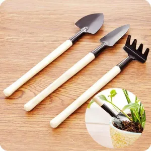 Mini Gardening Tools Set - Wooden Balcony Plant Care Kit