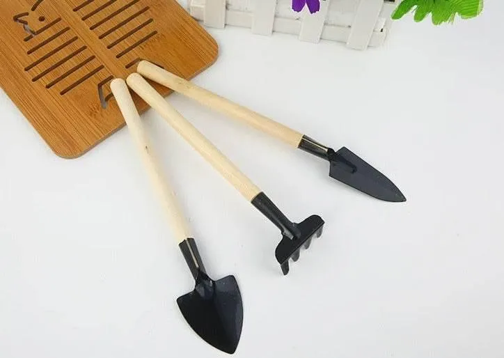 Mini Gardening Tools Set - Wooden Balcony Plant Care Kit