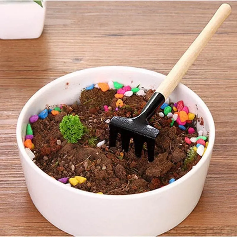 Mini Gardening Tools Set - Wooden Balcony Plant Care Kit