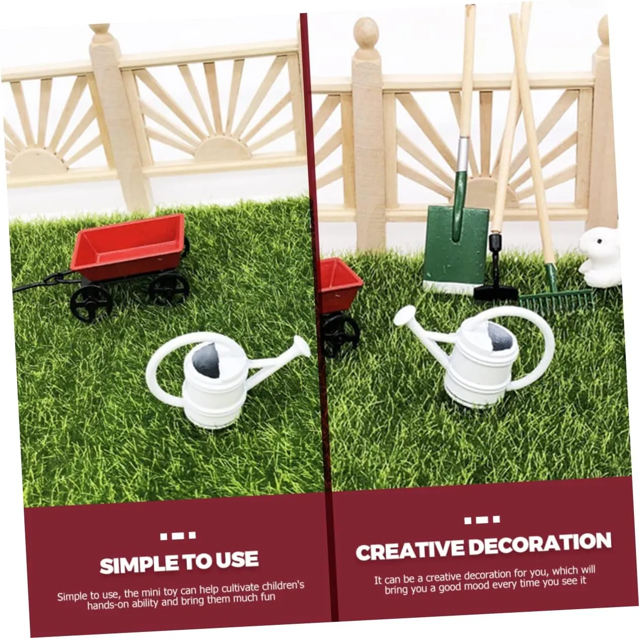 Mipcase 3 Sets Mini House Gardening Tool Micro Garden Decor for Dollhouse and Fairy Garden Scene Safe Material Enhances Imagination and Hands Skills