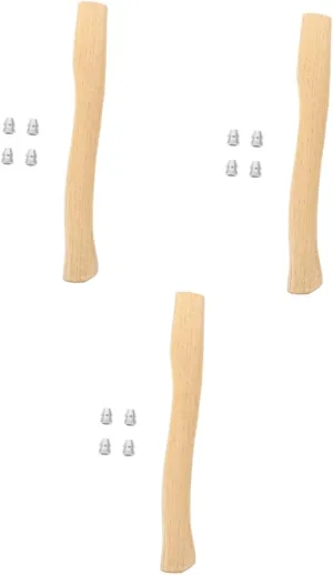 Mipcase 3sets Wooden Axe Handle Ergonomic Replacement Wood Grip for Hatchet Sturdy Firewood Cutting Tool for Gardening Hiking and Outdoor Activities