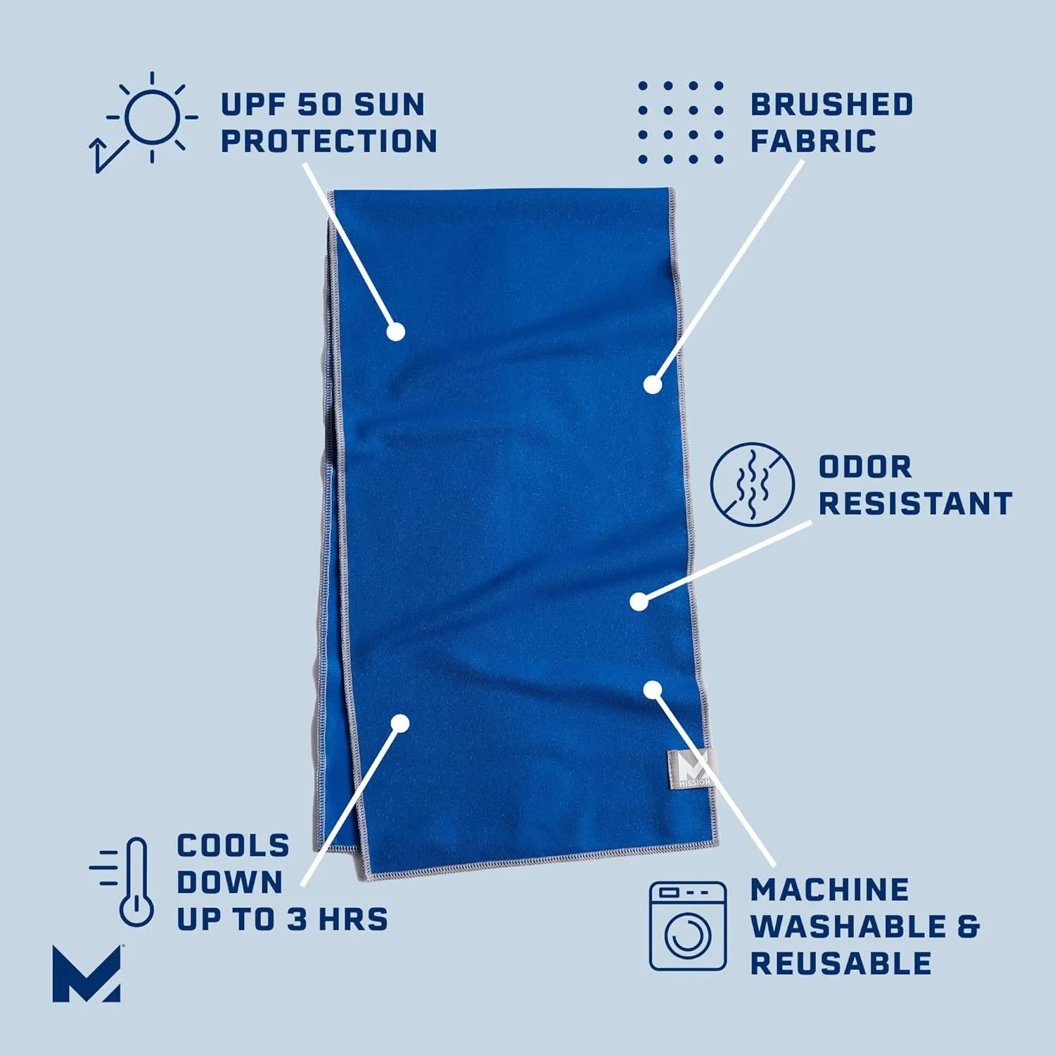 MISSION Max Plus Cooling Towel- Soft, Durable Microfiber - Cools Up to 3 Hours - UPF 50 Sun Protection - Machine Washable