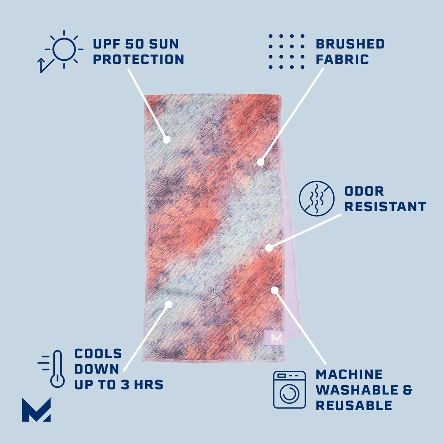 MISSION Max Plus Cooling Towel- Soft, Durable Microfiber - Cools Up to 3 Hours - UPF 50 Sun Protection - Machine Washable