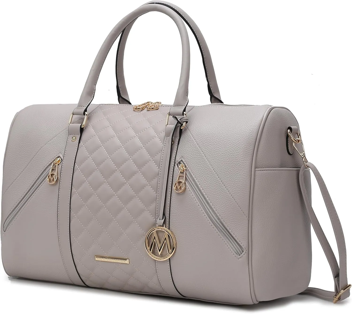 MKF Collection Travel Duffle Bag for Women, Quilted Vegan Leather Large Overnight Fashion Weekender Carry-on Handbags