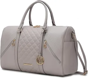 MKF Collection Travel Duffle Bag for Women, Quilted Vegan Leather Large Overnight Fashion Weekender Carry-on Handbags