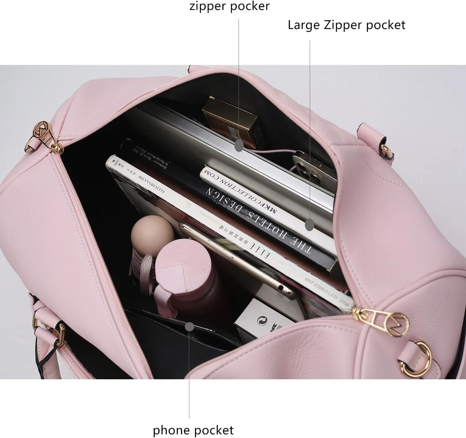 MKF Collection Travel Duffle Bag for Women, Quilted Vegan Leather Large Overnight Fashion Weekender Carry-on Handbags