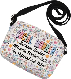 MNIGIU Funny Social Worker Gift Social Worker Crossbody Bag for MSW Student New Social Worker