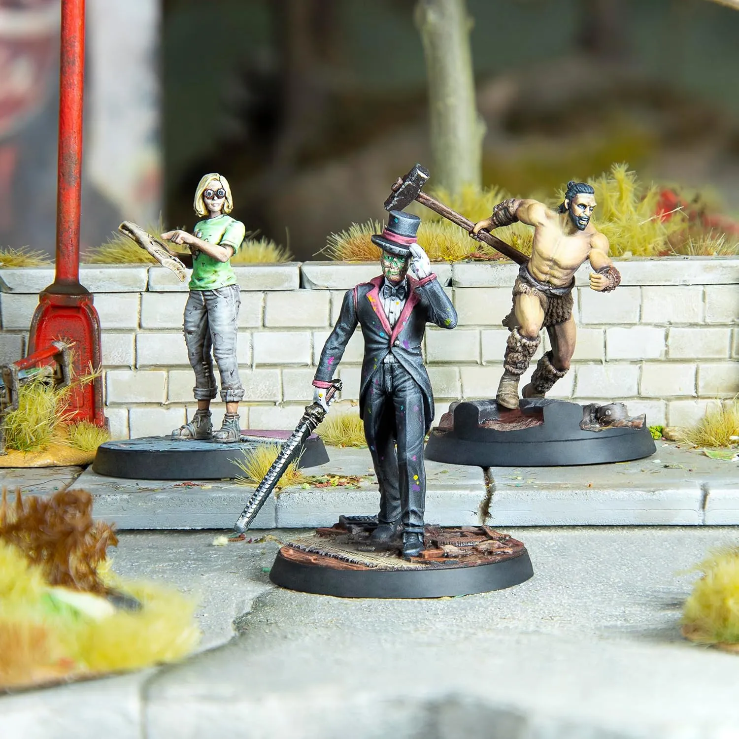 Modiphius: Fallout: Wasteland Warfare - Survivors Park Personalities - 3 Miniatures, 32mm Multi-Part Resin Unpainted Figures, RPG, Scenic Bases