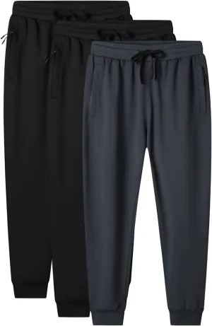 MOHEM Boys' Pull on Athletic Sweatpants Fleece Jogger Workout Pants with Zipper Pockets
