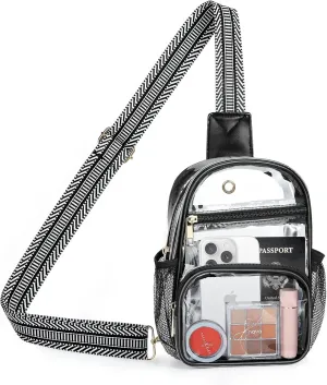 MoKo Clear Bag Stadium Approved - Multi Pockets Clear Sling Purse Crossbody Bag with Adjustable Shoulder Strap