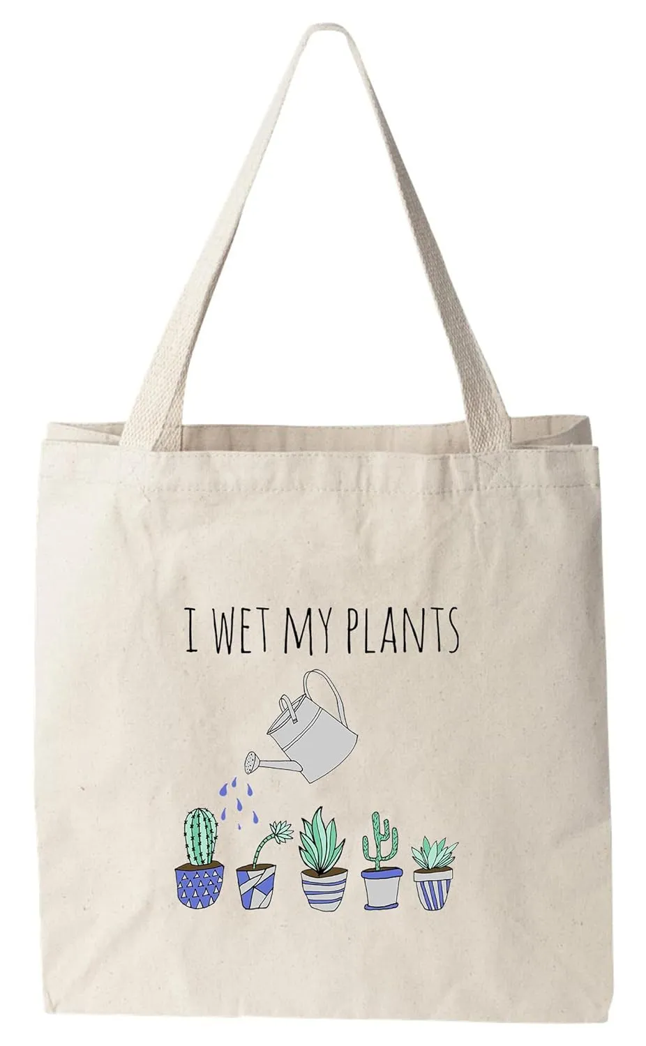 Moonlight Makers, I Wet My Plants, 100% Cotton Canvas, Natural Tote Bag, Full-Color Tote, Funny Design