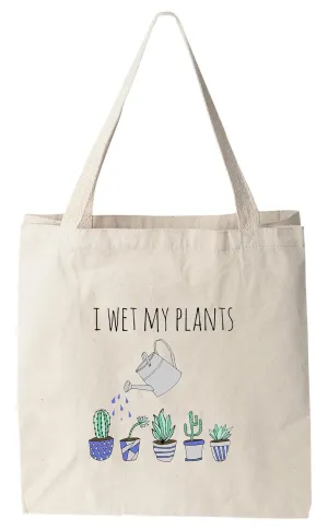 Moonlight Makers, I Wet My Plants, 100% Cotton Canvas, Natural Tote Bag, Full-Color Tote, Funny Design
