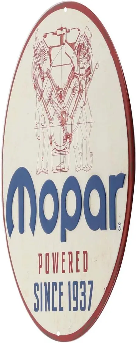 Mopar Powered Since 1937 Round Embossed Metal Sign - Vintage Mopar Sign for Garage or Man Cave