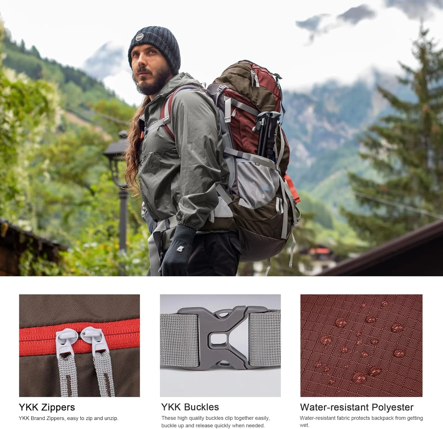 MOUNTAINTOP 70L Internal Frame Backpack Camping Backpacking Hiking Backpack for Men Women with Rain Cover
