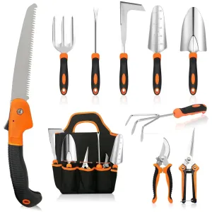 MQ Gardening Tool Set, Heavy Duty 10-Piece Yard Tools with Non-Slip Handles, Gift Tote Bag Included