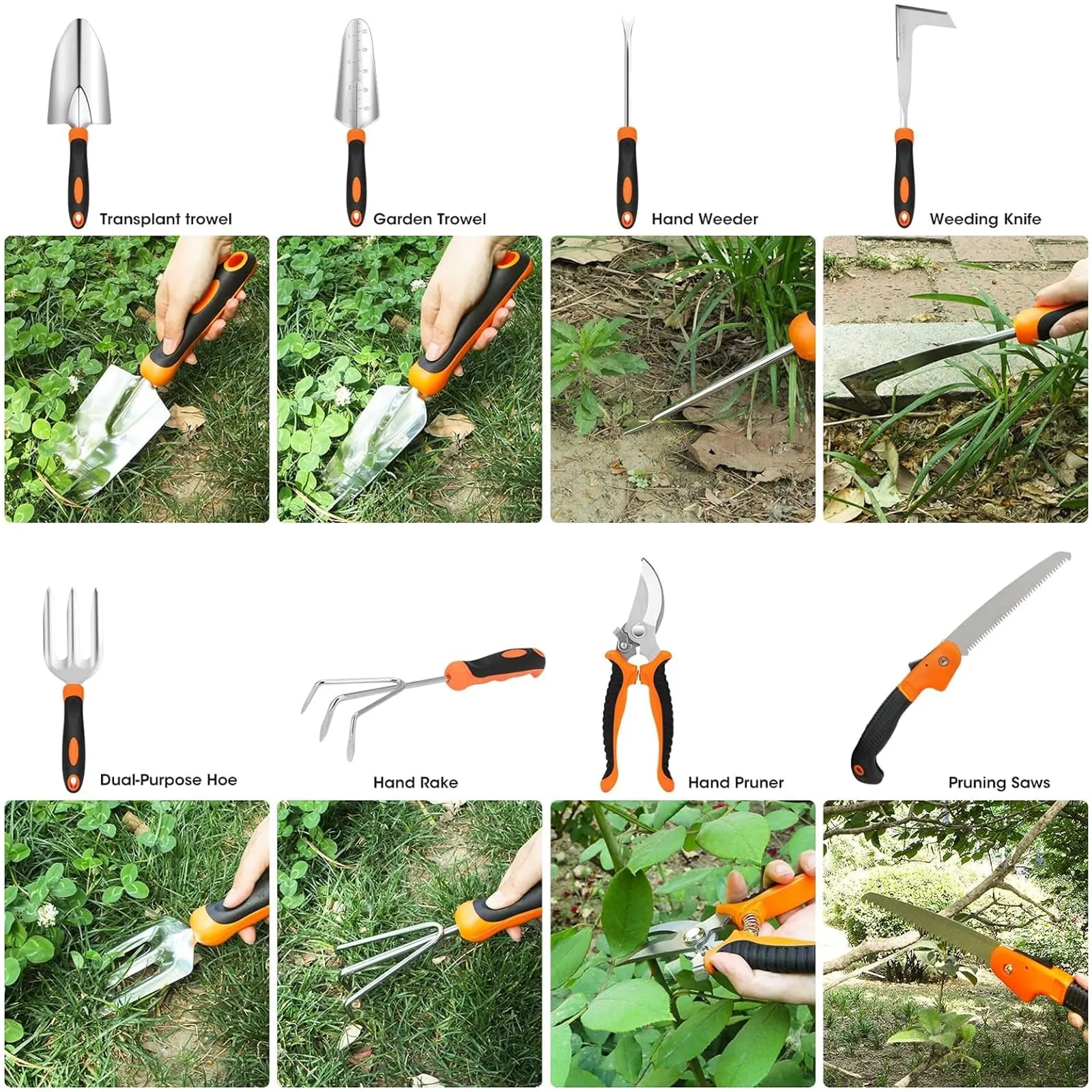 MQ Gardening Tool Set, Heavy Duty 10-Piece Yard Tools with Non-Slip Handles, Gift Tote Bag Included