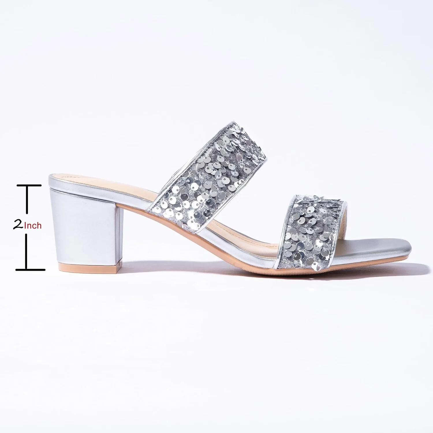 Mtzyoa Womens Heels Sequin Dressy Chunky Low Summer Sparkly Babydoll Glitter Party Concert Dance Disco Square Open Toe Wedding Casual Ladies Trendy Vacation Sandals