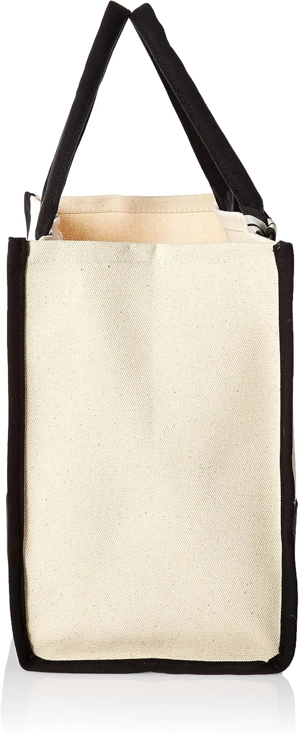 Mud Pie Classic Black and White Initial Canvas Tote Bags (S), 100% Cotton, 17" x 19" x 2"