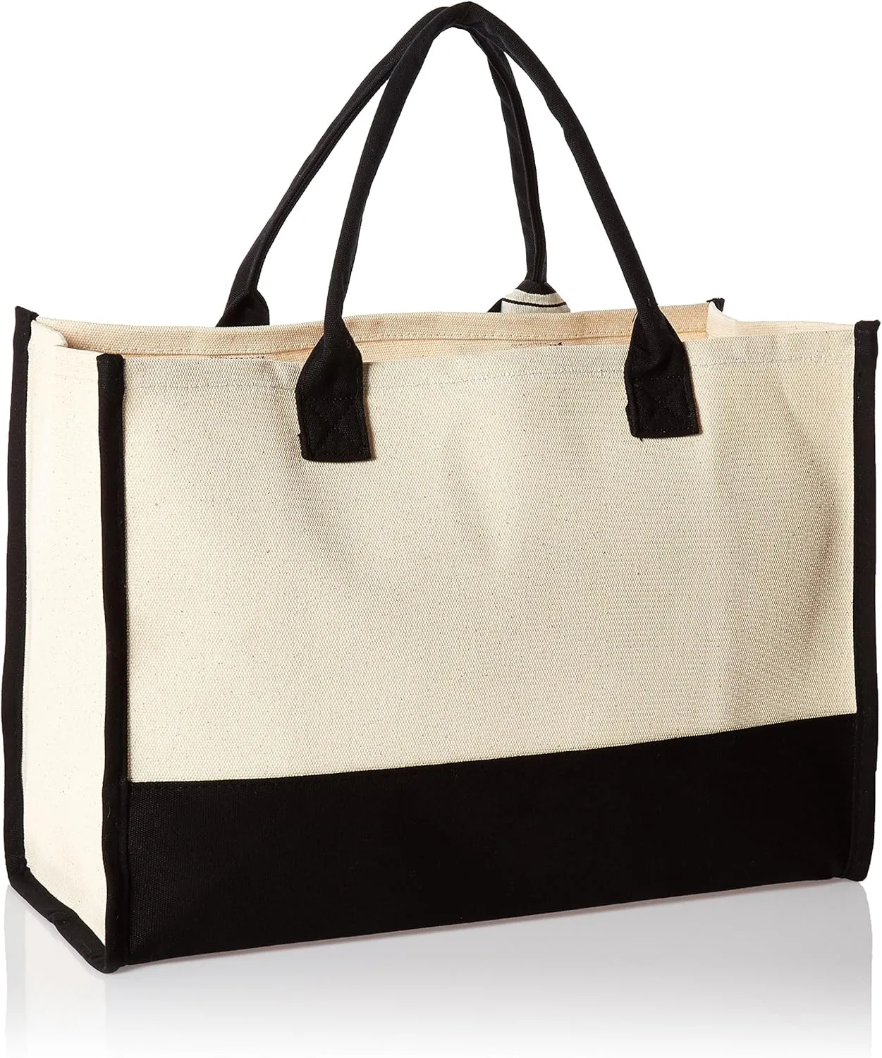 Mud Pie Classic Black and White Initial Canvas Tote Bags (S), 100% Cotton, 17" x 19" x 2"