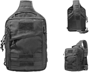 Multi-function Camous Bag Outdoor Hiking Travel Oblique Satchel Chest Bag 1000D Sports Shoulder Bag(Black)