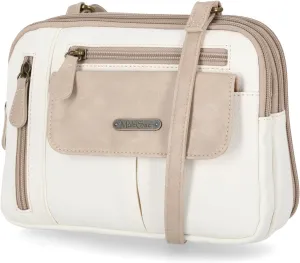 MultiSac Zippy Triple Compartment Crossbody Bag, White/Biscotti