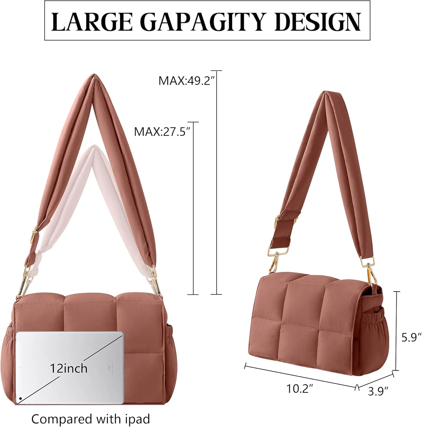 NAARIIAN Crossbody Bag for Women Quilted Puffer Purse Fashion Lightweight Travel Handbags Cute Small Shoulder Bag