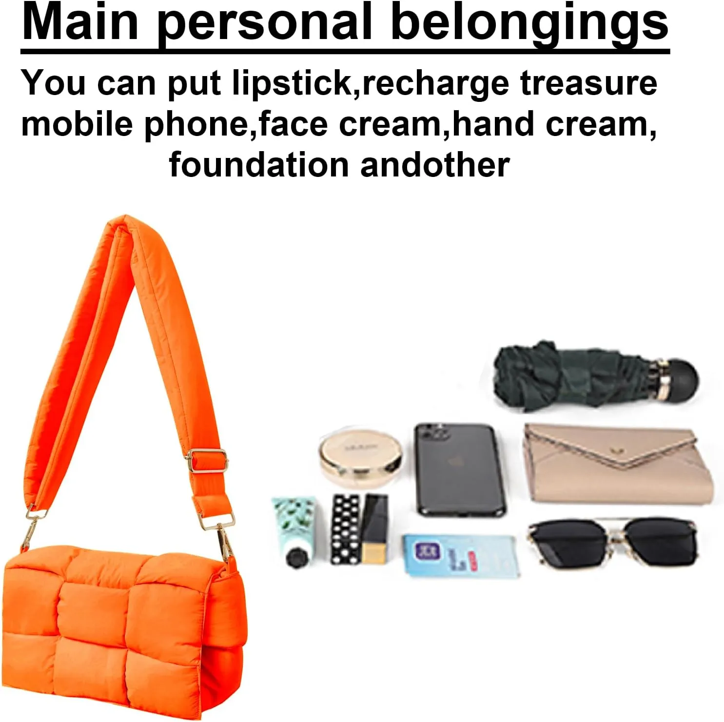 NAARIIAN Shoulder bags for women, Light-weight small puffer purses waterproof, hand-woven puffy bag crossbody handbag