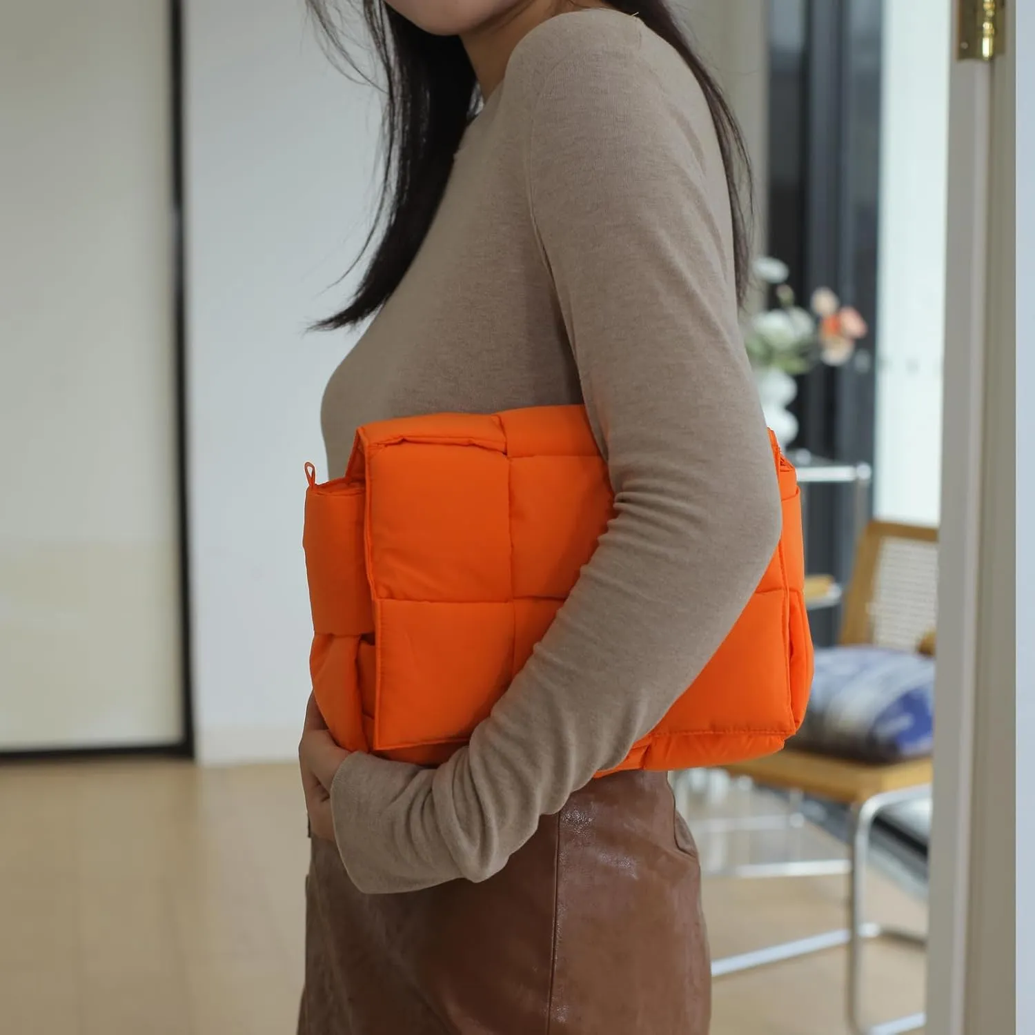 NAARIIAN Shoulder bags for women, Light-weight small puffer purses waterproof, hand-woven puffy bag crossbody handbag