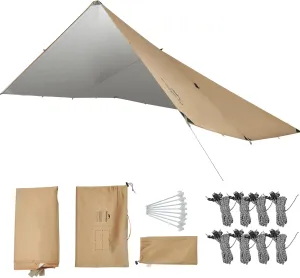 Naturehike 13.1 x 9.58 ft Waterproof Camping Tarp, Ultralight Backpacking Tarp, Multifunctional Hammock Rain Shelter for Camping, UV Protection Sun Shelter Rain Fly Tent Tarp