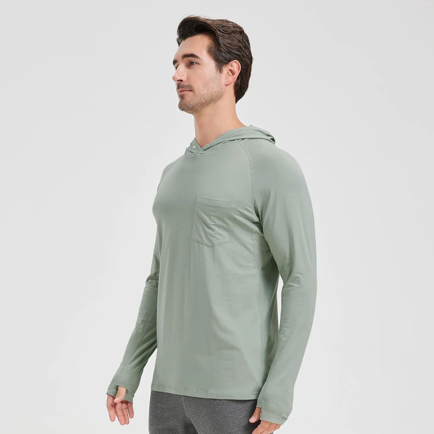 netdraw Men's Bamboo Viscose Performance Hoodie with Pocket UPF 50  Long Sleeve Lightweight Hiking Athletic Sun Shirt
