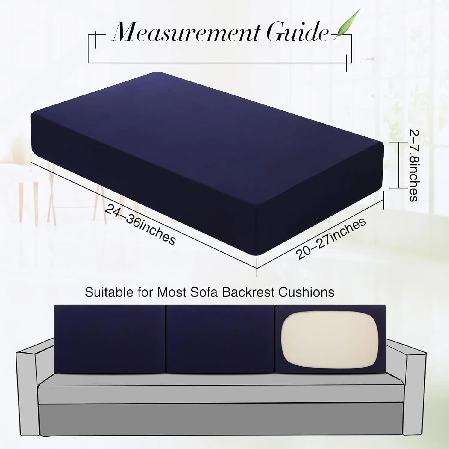 Newwiee Set of 4 Stretch Outdoor Patio Cushion Covers Sofa Couch Seat Chair Slipcovers Waterproof Cushion Cover Replacement Furniture Protector for Pets Washable(Back Cover,Navy Blue)