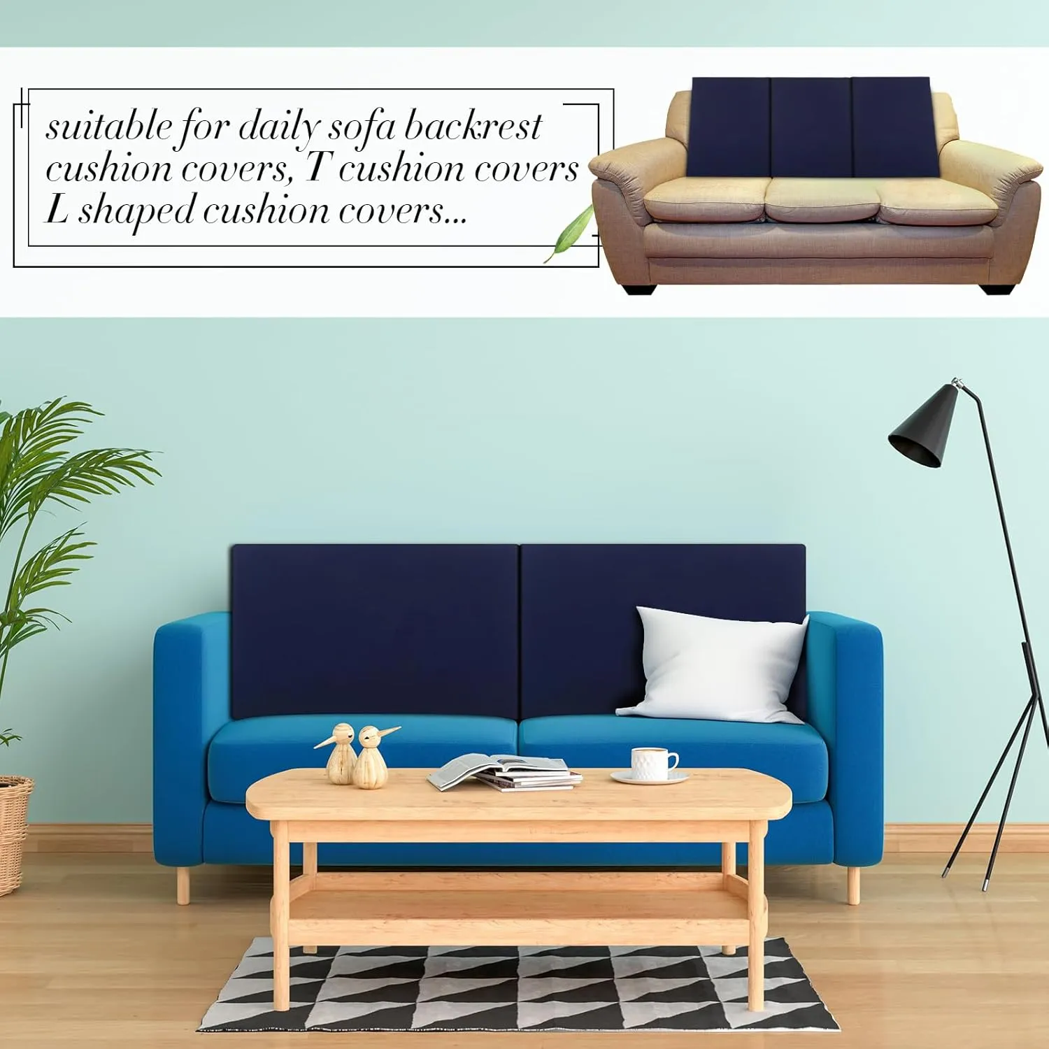 Newwiee Set of 4 Stretch Outdoor Patio Cushion Covers Sofa Couch Seat Chair Slipcovers Waterproof Cushion Cover Replacement Furniture Protector for Pets Washable(Back Cover,Navy Blue)