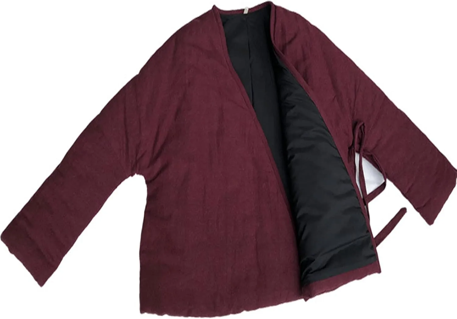 NFYM Women's Short Quilted Jacket Wrap Coat Belted Cotton Linen V-Neck Retro Winter Padded Outwear