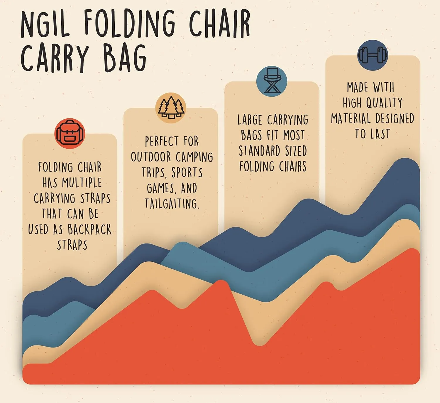 NGIL Camp Folding Chair Carry Bag (Replacement Bag), Outdoors Folding Chair Cover, Bag chair for Adults, camping chair replacement bag (No Chair Included)