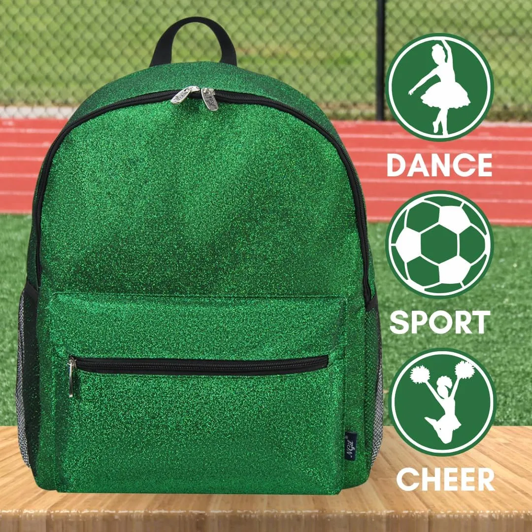 NGIL Large Glitter Cheer Backpack for Competitions, Dance, and Practice – Cheerleading Bag with Accessories Storage, Sparkle Bookbag for Cheerleaders, Coaches, and Competition Gear (Glitter-Green)