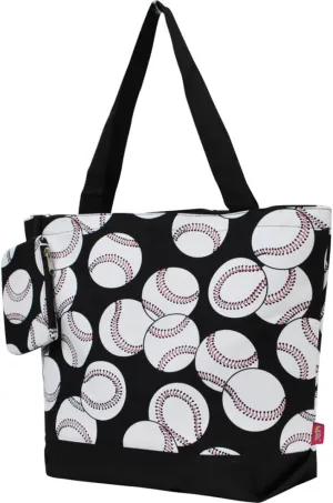 NGIL Medium Top Zipper Closure Canvas Tote Bag with Attached Matching Coin Purse For Moms and Nurses