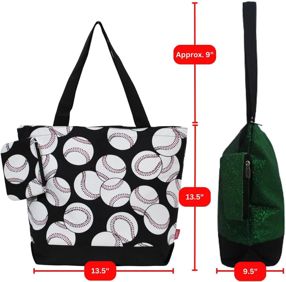NGIL Medium Top Zipper Closure Canvas Tote Bag with Attached Matching Coin Purse For Moms and Nurses