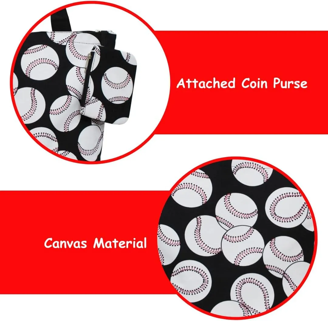 NGIL Medium Top Zipper Closure Canvas Tote Bag with Attached Matching Coin Purse For Moms and Nurses