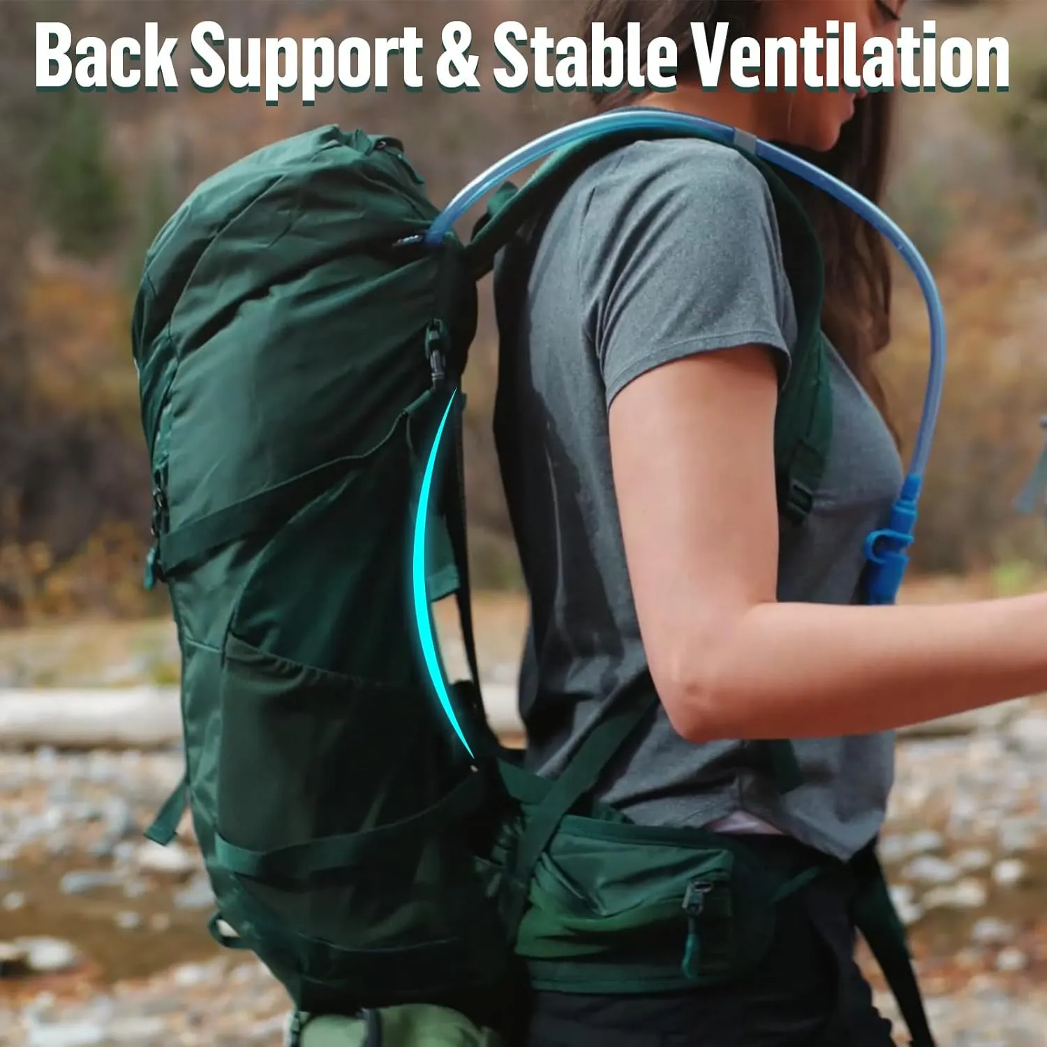 Night Cat Internal-frame Hiking Backpack: 30L Camping Backpack for Men Women Lightweight Waterproof Green