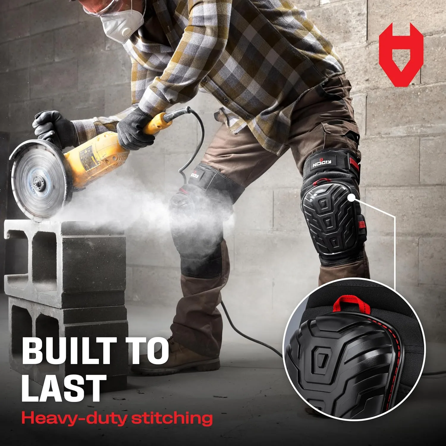 NoCry Professional Knee Pads for Work for Men — Adjustable Thigh and Shin Straps, Heavy-Duty Shell, and Thick Foam & Gel Cushioning — Ideal for Construction and Gardening