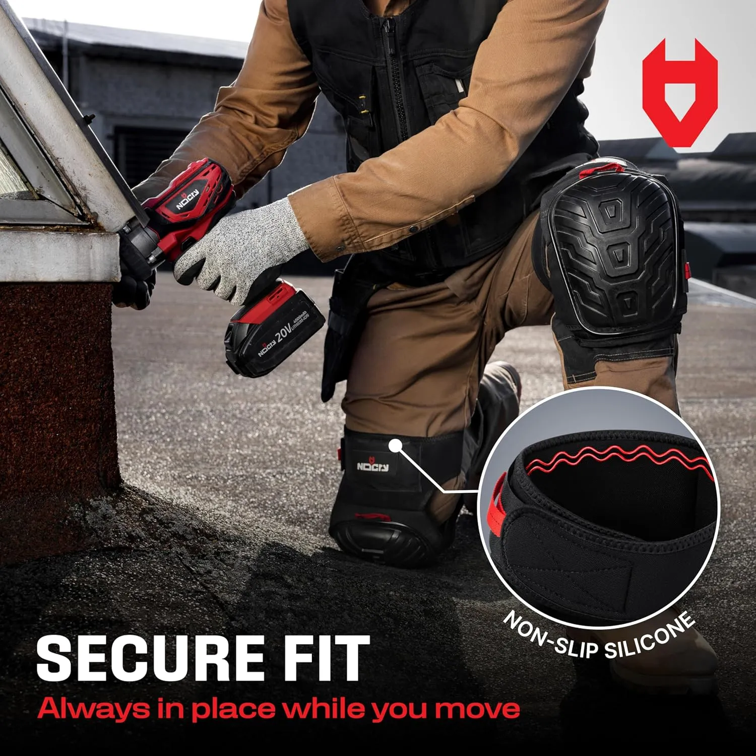 NoCry Professional Knee Pads for Work for Men — Adjustable Thigh and Shin Straps, Heavy-Duty Shell, and Thick Foam & Gel Cushioning — Ideal for Construction and Gardening