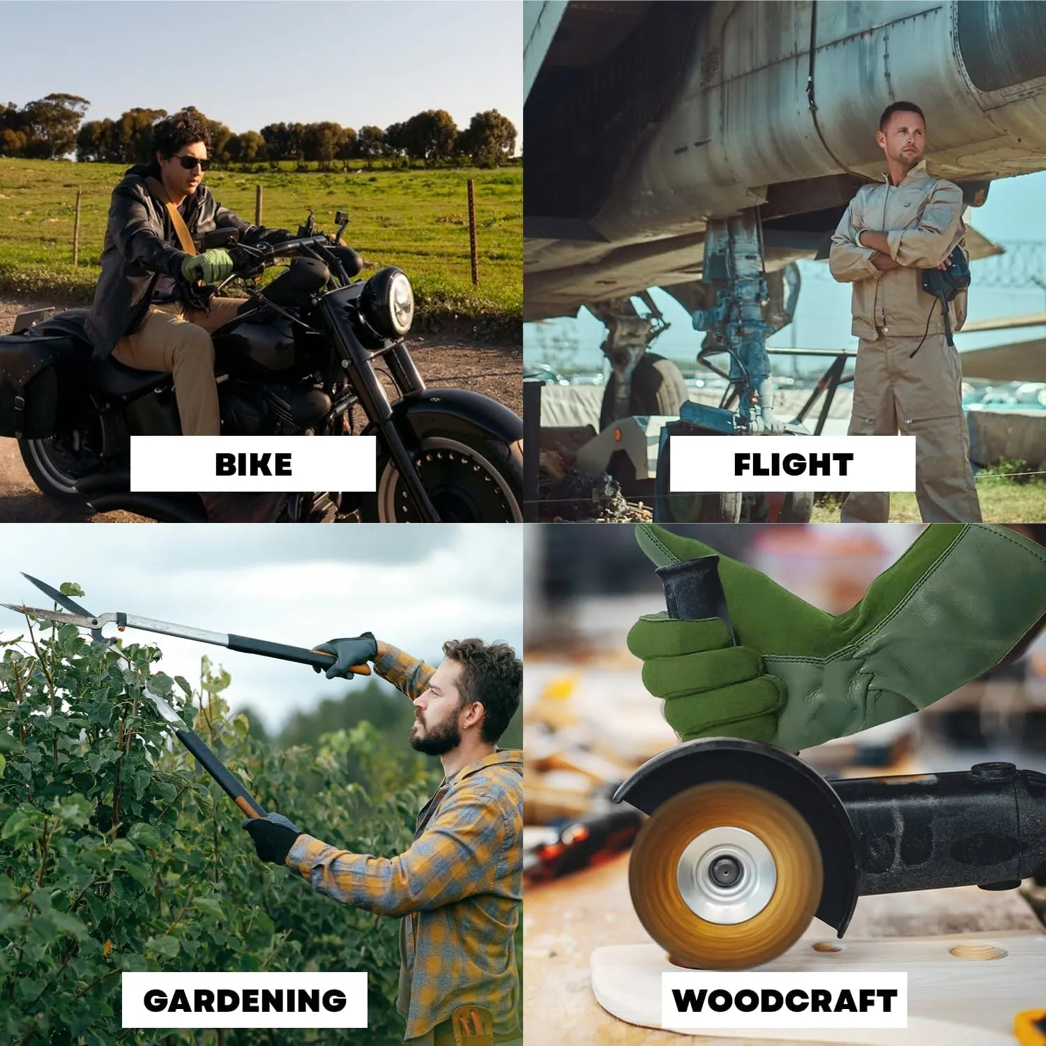 Nomex Flight Gloves, Leather Work Gloves for Men, Soft Durable Sheep Skin Leather Driving, Flying, Gardening Hunting Gloves