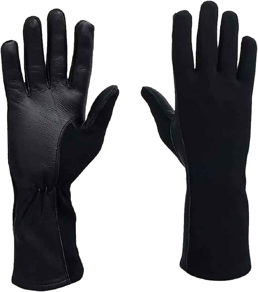 Nomex Flight Gloves, Leather Work Gloves for Men, Soft Durable Sheep Skin Leather Driving, Flying, Gardening Hunting Gloves