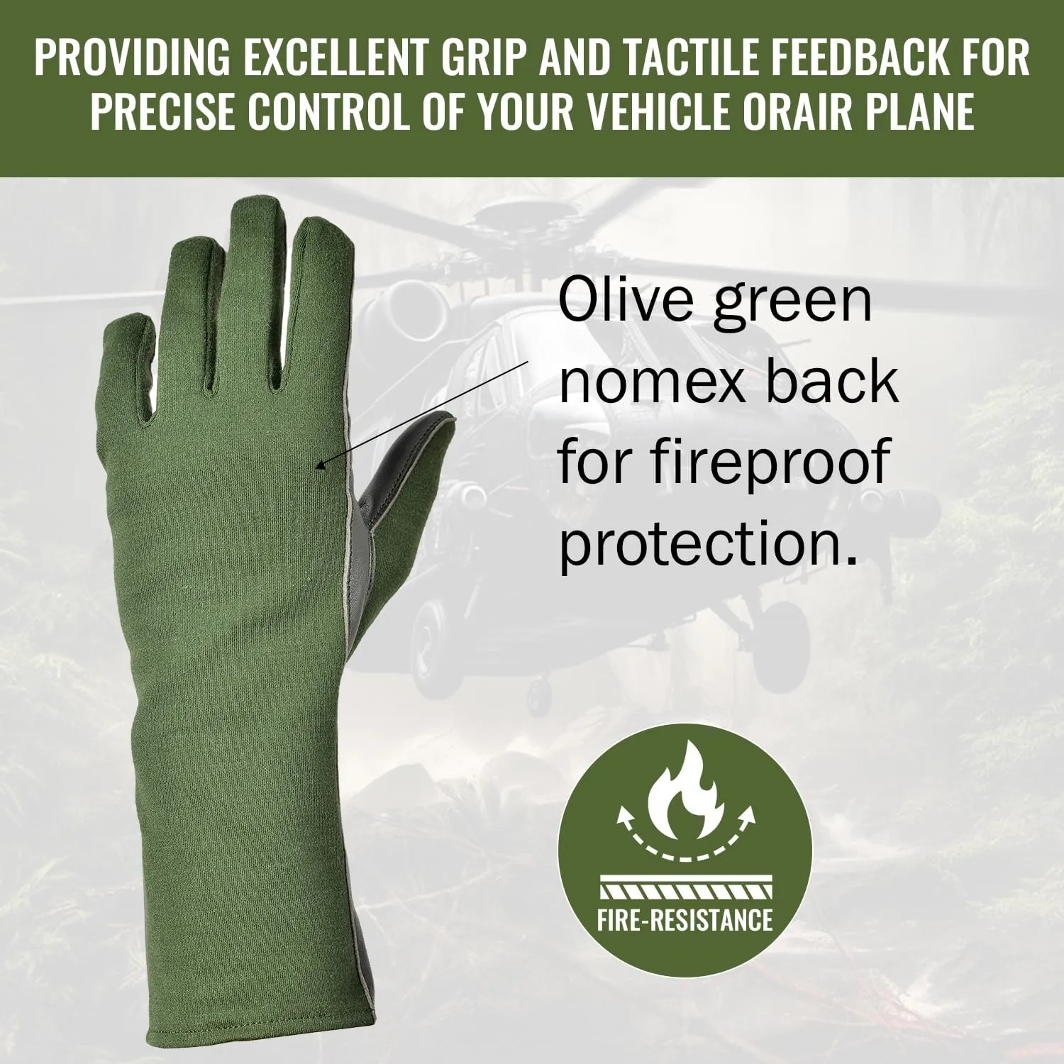Nomex Flight Gloves, Leather Work Gloves for Men, Soft Durable Sheep Skin Leather Driving, Flying, Gardening Hunting Gloves